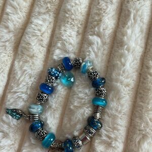 Chic Blue and Silver Charm Bracelet